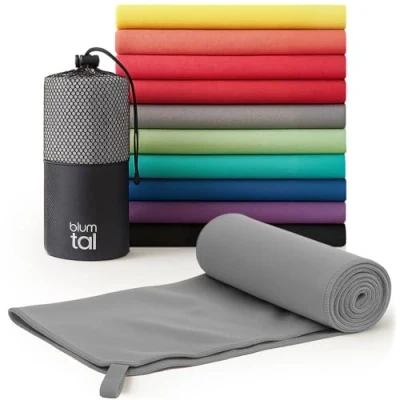 Image de Blumtal Serviette Microfibre 200x100 cm Doux Sport Musculation en à séchage Rapide de Salle Gris