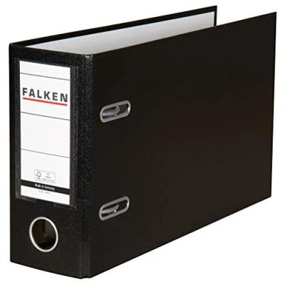 Image de Dossier pliable, format spécial carton rigide. Fabriqué en Allemagne. Classeur à anneaux A4 de 8 cm large Noir Large, plastique. A5 quer