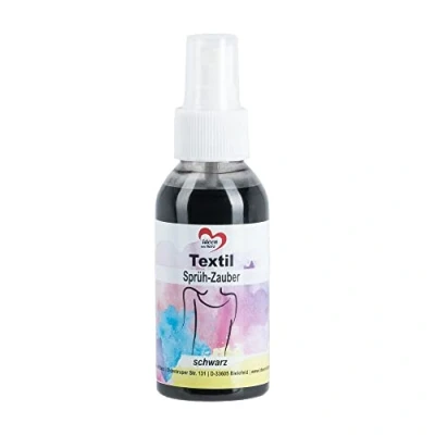 Image de Ideen mit Herz Spray de peinture textile 100 ml Noir Couleurs hautement pigmentées avec une brillance maximale pour les textiles clairs À base d&#039;eau