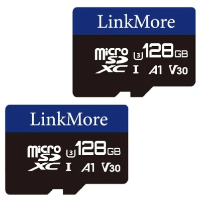 Image de LinkMore Carte 128 Go (Lot de 2 Cartes) Micro SDXC, A1, UHS I, U3, V30, Classe 10, Adaptateur SD Inclus