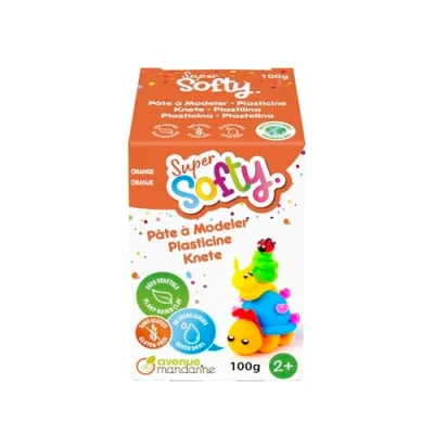 Image de AVENUE MANDARINE SO0880100752C Une Boite de 100 g PATE A MODELER SuperSofty À partir 2 ans ORANGE