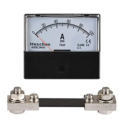 Image de Heschen rectangle Panneau monté courant Mètre testeur Ampèremètre Dh 670 DC 0100 A 75 MV Shunt Class 2.0 avec