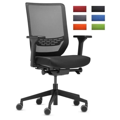 Image de Trendoffice to sync pro Chaise de bureau ergonomique avec accoudoirs Design moderne Home Office Certifiée Environnement by Dauphin (noir, dossier en maille)