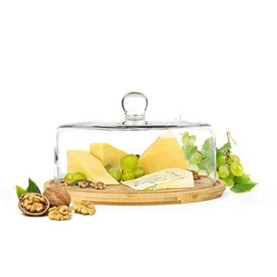 Image de Sendez Cloche en verre avec planche à découper 28 cm fromage et bois