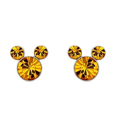 Image de Mickey Mouse Boucles d&#039;oreilles en argent avec pierre de naissance jaune EF00357SNOVL.PH