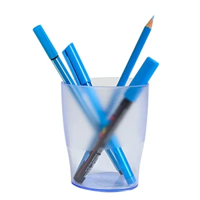 Image de Exacompta Réf. 67610D 1 Pot à crayons ECOPEN dimensions 6x8x9,5 cm couleur bleu glacé translucide Pour stocker des stylos, crayons, et d&#039;autres articles de papeterie