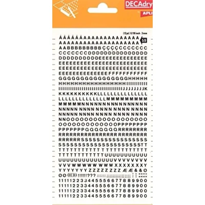 Image de Lettres et chiffres transfert noirs 3 mm 795 caractères