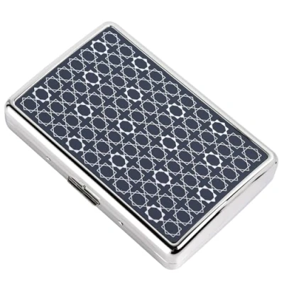Image de Élégant et beau étui à cigarettes en métal pour homme femme Peut contenir 16 standard (King Size) ou 100 mm, ce qui le rend parfait un usage quotidien voyage (carreaux