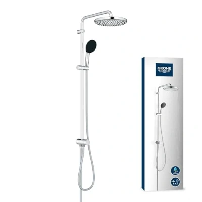 Image de GROHE Vitalio Start 250 Flex, Colonne de Douche avec Inverseur Manuel, Tête 25 cm 2 jets, Pommeau Rond 11cm Flexibles, Economie d&#039;Eau, Chromé, 26989001
