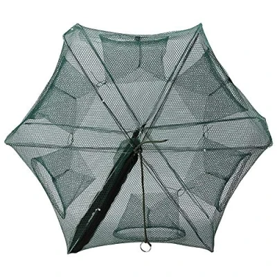 Image de NIMOA Pêche Piège Net, Automatique Nylon Shrimp Net Cage Pliable Crabe Poisson Fonte Piège, 6 Trous
