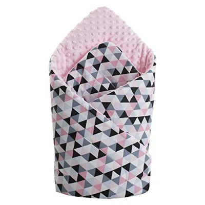 Image de Medi Partners Oreiller Minky 100% Coton 75x75cm Gigoteuse bébé Double Face Doux Toute l&#039;année Multifonction hypoallergénique pour bébés (Triangles Rose Clair Minky)