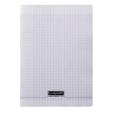 Image de Calligraphe 18029C Un Cahier Agrafé Incolore (une Marque de Clairefontaine) A4 21x29,7 cm 48 Pages Grands Carreaux Papier Blanc 90 g Couverture Polypro Transparent