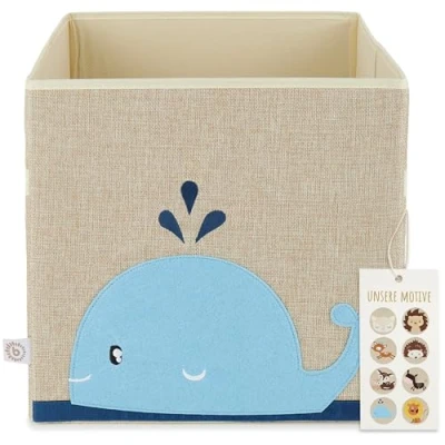 Image de BIECO Boîte de Rangement pour Enfants Motif Baleine Environ 36 l Pliable Jolie Jouets étagère Kallax 33 x cm Caisse à Jouet Enfant
