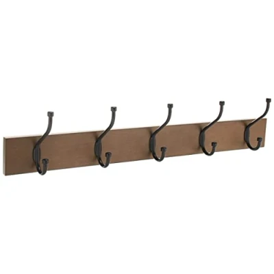 Image de Amazon Basics Rectangulaire Patère murale, Lot de 1, Bois brut