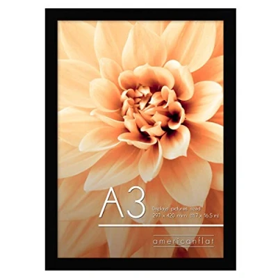 Image de Americanflat Cadre photo A3 Noir MDF avec Verre Incassable Poli Format Horizontal et Vertical pour Mur 27,94x40,64 cm