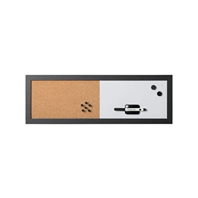 Image de Bi Office, Tableau Combiné, Blanc et d&#039;Affichage Elements, Effaçage à Sec Magnétique/ Liège, Cadre en MDF Noir, 60x20cm