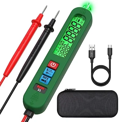 Image de BSIDE S5 Stylo Testeur de Tension Électrique Multimètre Automatiaue Rechargeable avec Super Grand Écran Détecteur d&#039;Électricité 12V 1000V Continuité Résistance Diode Fréquence Étui