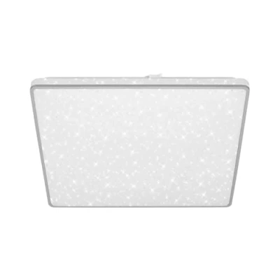 Image de BRILONER plafonnier LED avec ciel étoilé, décor étoiles, effet backlighte, plat, lumière blanc neutre, 370x370x50 mm, chrome mat