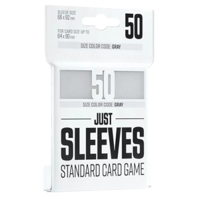 Image de Just sleeves 50 protège cartes Dos opaque coloris blanc Aspect brillant Format standard 66x92mm Color Code Gray Jeu de société Accessoire
