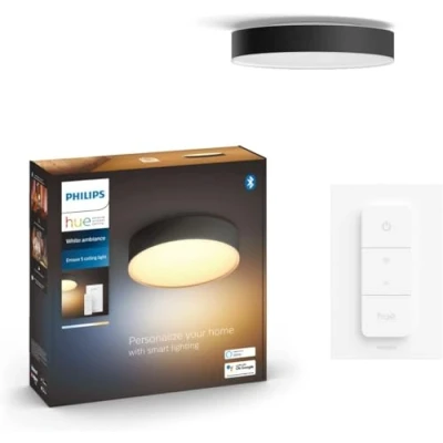 Image de Philips Hue White Ambiance Plafonnier Enrave Large, Noir, compatible Bluetooth, fonctionne avec Alexa, Google Assistant et Apple Homekit