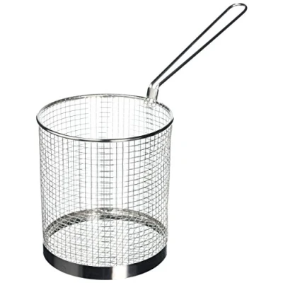 Image de Vogue panier à spaghetti en acier inoxydable de 150 mm diamètre, passoire pâtes, ébullition, conception vidange rapide, longue poignée, réchauffer les légumes, J719