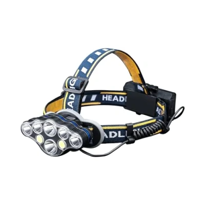 Image de GRIFEMA GD303, Lampe Frontale Rechargeable, Super Lumineuse 8 Modes d&#039;Éclairage LED, Légère Etanche pour Camping, Pêche, Cyclisme, Randonnée, Noir