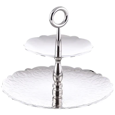 Image de Alessi Mw52/2 Dressed for X mas Surtout à Deux Éléments en Acier Inoxydable, Argenté, Décoration Relief