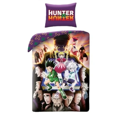 Image de Halantex Parure de lit HUNTER x Gon Killua Kurapika Housse couette réversible 140 200 cm et taie d&#039;oreiller 70 90 Multicolore 100 % coton, HH 2406BL
