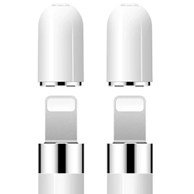 Image de iMangoo Apple Pencil Capuchons, Capuchons et Support Magnétique de Remplacement pour 1ère Génération iPencil iPad Pro (2 Pièces, Blanc)