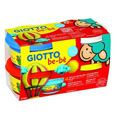 Image de GIOTTO be bè Boite 4 x 100g pâte à jouer bleu blanc rouge jaune