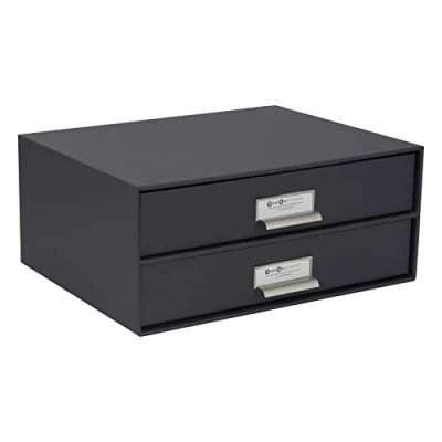 Image de Bigso Box of Sweden 943145644 Panel Fibre Module with 2 Drawers 25.5 x 33 14.5 cm Gris Foncé
