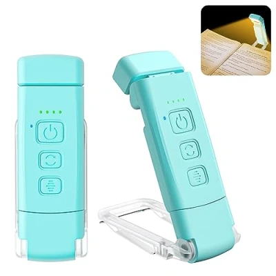 Image de Alyvisun Lampe de Lecture Rechargeable, Liseuse 3 Modes Couleur &amp; 5 Niveaux Luminosité Réglables, [Fonction Minuterie] pour Lire au Lit, Autonomie 80 Heures, bleu