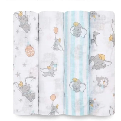 Image de aden + anais essentials 4 Maxi Langes pour bébé en mousseline 100 % coton Pack de ultradoux et légers Multi usages Imprimé Dumbo New Heights Garçon Fille 112 cm x