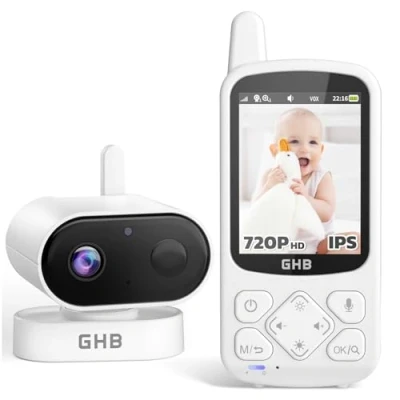 Image de GHB Babyphone Camera 2.8&quot; Bebe 720P HD 2000mAh Écran IPS Zoom Rechargeable Vision Nocturne VOX Capteur de Température 8 Berceuses