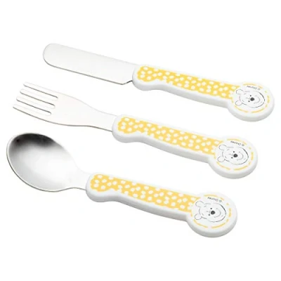 Image de Babycalin Set de 3 Couverts Bébé En Inox Disney Winnie Hunny, Jaune