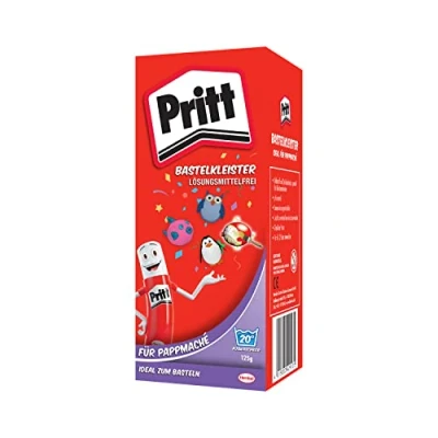 Image de Pritt Colle à papier mâché sans danger pour les enfants, lavable l&#039;eau chaude, conservateurs ni solvants, 125 g de poudre, 9H PMP12