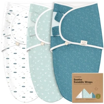 Image de KeaBabies Sacs de Sommeil Bio pour bébé 3 Paquets Langes Nouveau né 0 Mois Sac Ergonomique Lange Couchage (Galaxy)