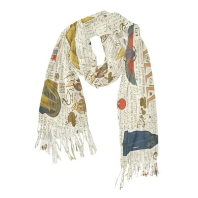 Image de 747 Foulard Echarpe Thème De L&#039;Egypte Ancienne Femme Imprimé Hiver Confortable Châle Écharpe Pour Femmes Party Noël 68X196Cm