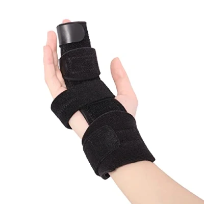 Image de Scurnhau Attelle Doigt Petit pour 2 Doigts Orthèses de Redresseur Gâchette Cassé Fracture du Métacarpien Applicable à la Main Gauche et Droite, XS