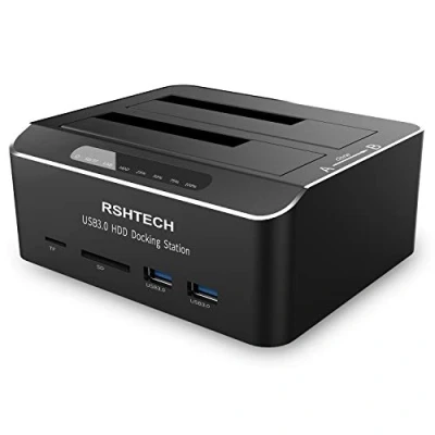 Image de Station d&#039;accueil du Disque Dur RSHTECH Aluminium USB 3.0 pour 2.5&quot;/3.5&quot; SATA HDD SSD avec Fonction clonage Hors Ligne