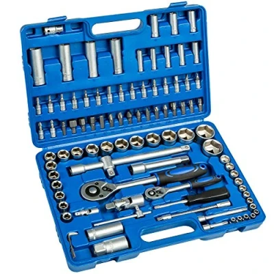 Image de TecTake Coffret de clés à cliquets 94 pièces set compact douilles 1/2 pouce et 1/4