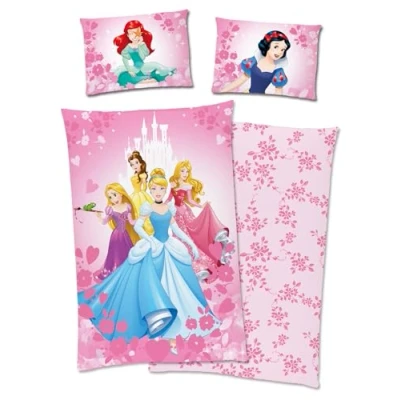 Image de Disney Princess Ariel Cendrillon Raiponce Belle Aurora Parure de lit 100 % coton avec fermeture Éclair 40 x 60 cm + 135