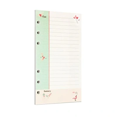 Image de Zelten Recharge de papier perforé multicolore 45 feuilles 90 pages Pour reliure à 6 trous Journal intime rechargeable (A6, Fairy Tale Connell)