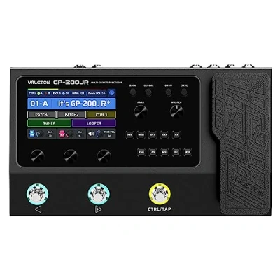 Image de Valeton Pédale d&#039;effet guitare basse Multi effets Processeur Amp Modeling IR Cabinets Simulation avec FX Loop MIDI I/O Stereo OTG USB Audio Interface GP 200JR