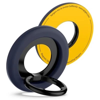 Image de Spigen Nano Pop MagFit Anneau Telephone pour Magsafe, [Fixation Magnétique et réglage à 135] Support Poignée Téléphone Compatible avec iPhone 16 15 14 13 12 Bleu Marine