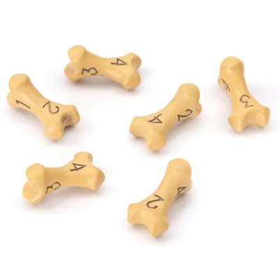 Image de Set de Dés JDR D4 Lot Six 4 Faces Jeu Role à Thème Crâne et Os. Cadeau pour Donjon &amp; Dragon/Dungeons Dragons (DND), Warhammer, D&amp;D, Pathfinder, Magic The Gathering (MTG)(Jaune)