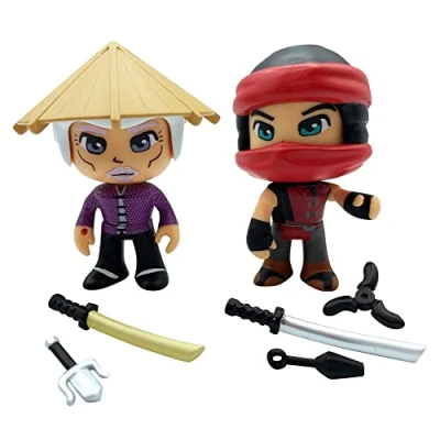 Image de Pinypon Action The Ninja Sensei &amp; Kohai, 2 Figurines d&#039;action Ninja, poupée maîtresse et apprentie, avec 6 Accessoires de Jeu, Jouet pour garçons Filles à partir 4 Ans, célèbre (PNC28000)