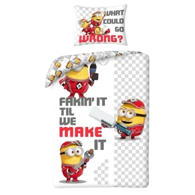 Image de Halantex Parure de lit Minions Moi Moche et méchant 4 Housse Couette 140 x 200 cm avec taie d&#039;oreiller 70 90 100% Polyester Multicolore