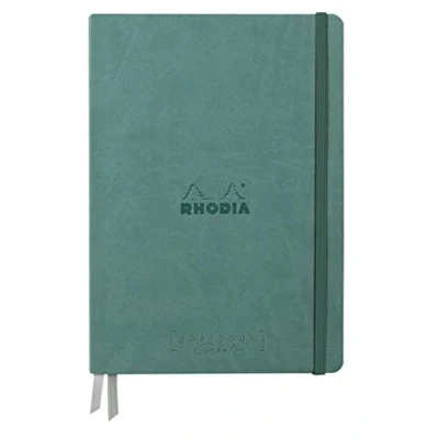 Image de RHODIA 194158C Carnet Rigide Bullet Journal Goalbook Creation Eau A5 14,8 x 21 cm Uni 100 pages Papier Clairefontaine Lavis Technique Blanc 200 g/m² 2 Rubans Couverture Simili Cuir