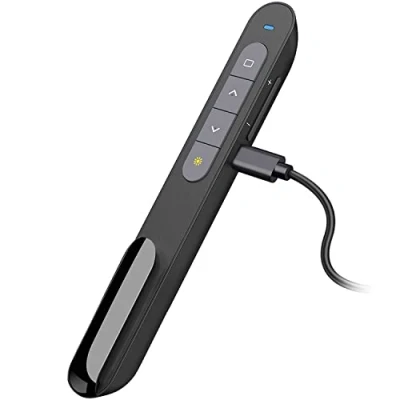 Image de Telecommande Ordinateur Powerpoint, USB Rechargeable Pointeur Presentation Wireless Presenter Sans Fil Zapette Powerpoint PPT Slide pour PC Mac Portable